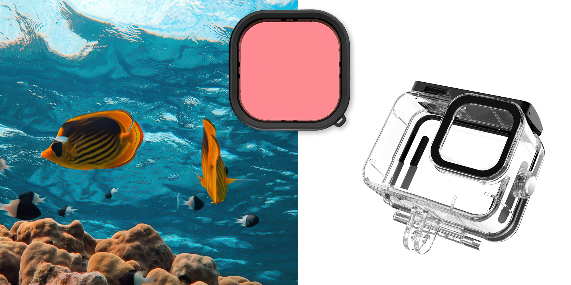 width=100% Zestaw filtrów do nurkowania Telesin GP-FLT-904 do kamer GoPro 9 / 10 / 11 / 12 / 13